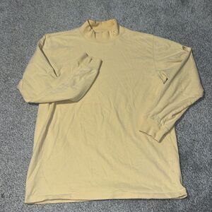 Men’s cotton Adidas Gold Maize Long sleeve mock turtle golf polo shirt L